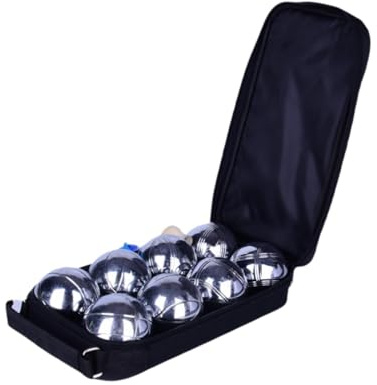 MFMEXUL 8 Stück Boccia Ball Set Petanque Boule Kugeln Outdoor Zubehörtasche Resistent Metall für Grillabend Vereinsfest Terrasse, 8 Stück