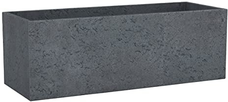 Scheurich C-Cube Long, Pflanzgefäß aus Kunststoff, Stony Black, 80 cm lang, 29 cm breit, 27 cm hoch, 38 l Vol.