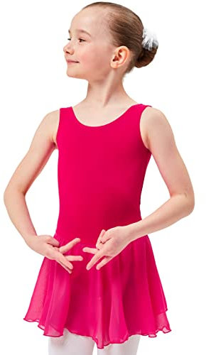 tanzmuster Body da Danza Minnie con gonnelino in Chiffon per Bambini - Fucsia, 92/98 3-4 Anni