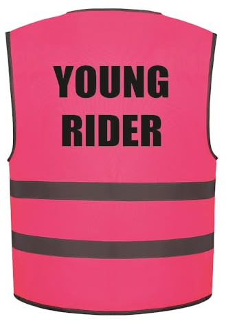 Brook Hi Vis Young Rider Kids Hi Vis Vest Children's High Visibility Reflective Safety Waistcoat Road Safe Horse Riding Rider, Add child's name to the front, Personalised