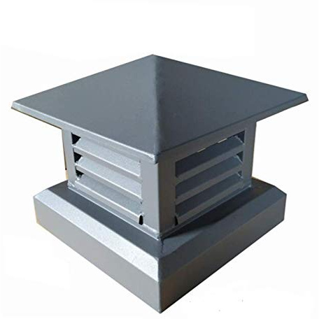 DZDZXQG Comignolo Cappuccio per Camino Rivestito a Polvere Lega di Alluminio Tappo di Scarico Quadrato Tappo di sfiato per Tetto Tappo per parapioggia Tappo Antivento, Grigio, 60x60cm
