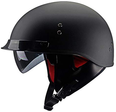 GAOZHE retrò Portatile Jet Casco Scodella,Adulto Moto Casco Bicicletta Cruiser Chopper Pilota Ciclomotore Harley Casco Aperto A Sgancio Rapido,omologato DOT/ECE, Occhiali Parasole
