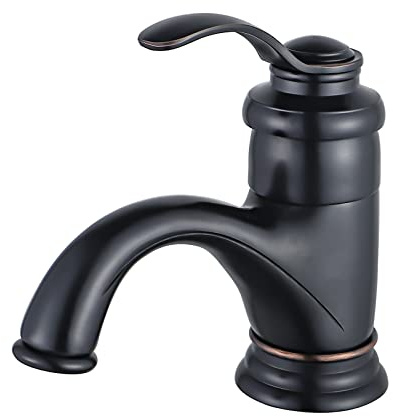 BOAOTX Wasserhahn Bad Schwarz Retro, Waschtischarmatur Antik, Armatur Waschbecken Nostalgie, Badarmatur Mischbatterie Einhebel aus Messing für Badezimmer Bronze Gebürsteter