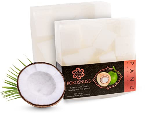 Panu Seifen Kokosnuss - Vegane Duschseife für alle Hauttypen - Naturseife als festes Duschgel und festes Shampoo - Premium Soap Bar - Natürlicher Duschbrocken als festes Duschgel
