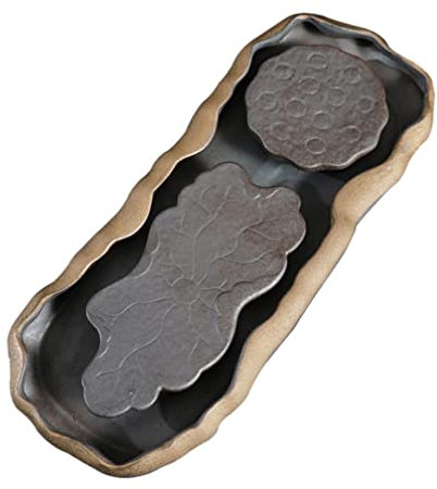 Homoyoyo 1pezzi Porta Teiera Ceramica Lotus per Cerimonia del tè Kung Fu Elegante Vassoio Decorativo per tè Stile Giapponese per Persone Design Zen Ottimo per Cerimonie e Decorazioni