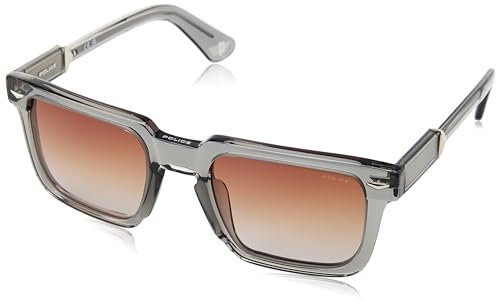 Police SPLL88 0819 Grigio Trasparente Lucido Sunglasses Man Acetate, Square, 52
