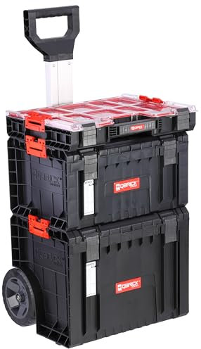 3 Set con cassetta degli attrezzi manico telescopico e organizer con scatole per separare rondelle dadi, viti cuscinetto sistema PRO