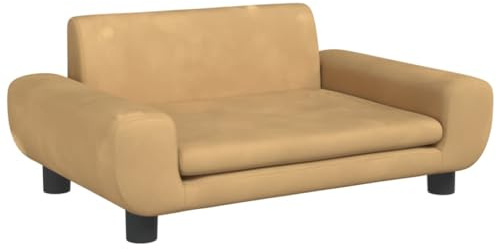 Tidyard Hundebett Haustier-Sofa Hundesofa Tierbett Haustiersofa Welpenbett Hundecouch Haustierbett Liegebett Hundekörbchen Hundekissen Katzensofa 70 x 45 x 33 cm (B x T x H) Samt massives Braun