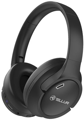 TELLUR Vibe Bluetooth Over-Ear-hörlurar, Aktiv brusreducering (ANC), BT v5.3, batteri upp till 20 timmar, inbyggd mikrofon, HD-Hi-Fi-ljud, lätt design och mjuka kuddar, vikbara