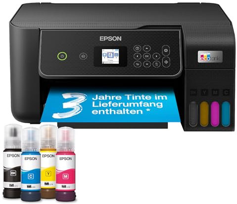 EPSON EcoTank Imprimante sans Fil ET-2870 | Réservoirs d'encre Haute capacité - Économisez jusqu'à 90% sur Les coûts d'encre - Impression Mobile, Copie, numérisation - 3 Ans d'encre Inclus