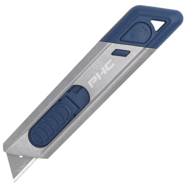 PHC Metti MD Auto-retract | Metall-detektierbares leichtes Cuttermesser | Profi Sicherheitsmesser | 2 Schnitttiefen | automatischer Klingenrückzug | ideal für Lebensmittelindustrie & Labore