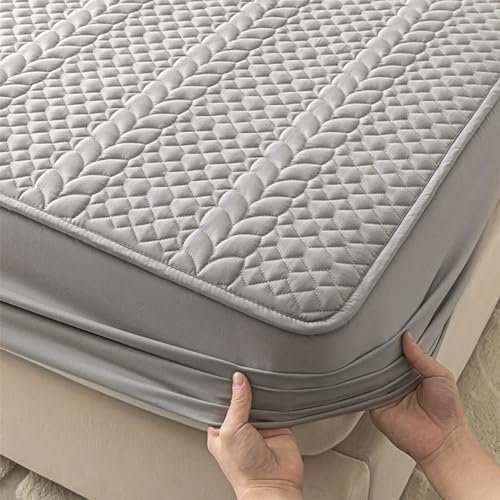 HAIBA Matratzenschoner wasserdichte Spannbettlaken 150x200cm+30cm hellgrau waschbare Inkontinenzunterlage, Nässeschutz – Atmungsaktive, Matratzenauflage für Allergiker