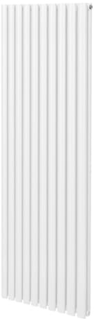 Röhrenheizkörper Oval 1800 x 600mm | Vertikaler Wandheizkörper Paneelheizkörper | Glänzend Weiß Kohlenstoffstahl | Wohn- Badezimmer Küche [Inkl. Reinigungsbürste, Befestigungsset & Halterungen]