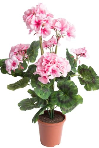 Botanic-Haus künstliche Geranie (Geranienbusch) groß mit 8 Stielen im Kunststofftopf Farbe: pink
