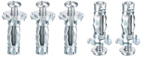 DTGN M4x21mm Hollow Wall Anchors - 5 Pack - Good for Hollow Wall Plaster Walls - Carbon Steel Hollow Drywall Anchors Screws, Silver