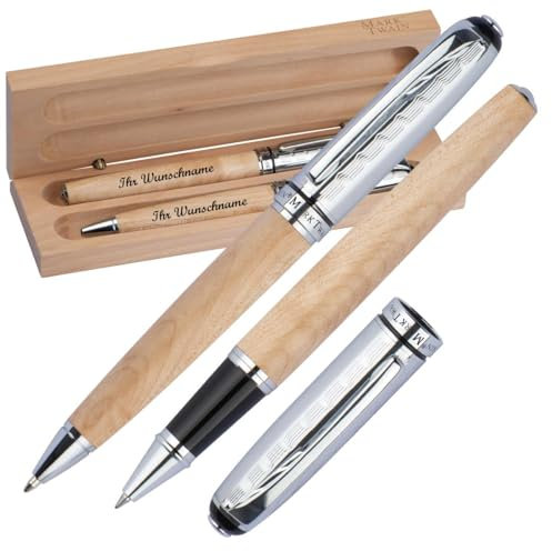 Mark Twain Schreibset aus Holz mit Namensgravur - Kugelschreiber und Rollerball