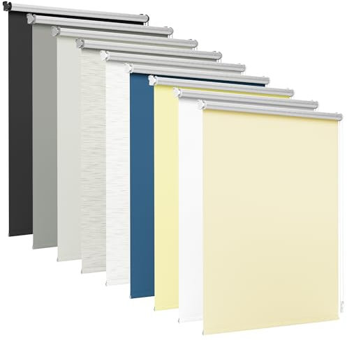 Jalousiescout Thermorollo ohne Bohren, Klemmfix Rollo mit Thermo-Beschichtung, Verdunkelungsrollo für Fenster und Türen, Sonnenschutz Sichtschutz, 50 x 230 cm (BxH), Dunkelblau
