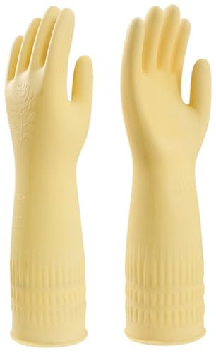 YONG-SHENG Cleaning Glove, Kitchen Dishwashing Glove, Heavy Duty Rubber Gloves, Waterproof Gloves, Non-slip and Corrosion-Resistant, Suitable for Housework Cleaning (Yellow, L)