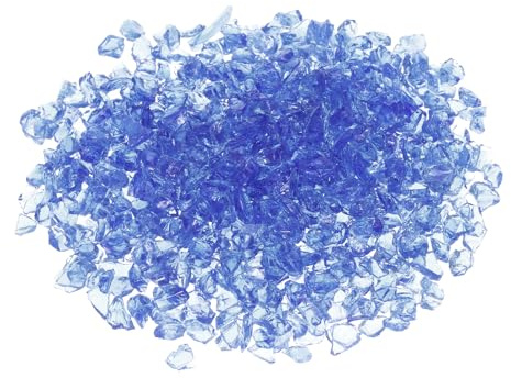 QUARKZMAN Feuer Glas Felsen 6-9mm Hochglänzend Reflektierend Blau | 1 Pfund, für Kamin Feuerstelle Tisch Zuhause Garten Dekoration Vase Füller Landschaftsgestaltung