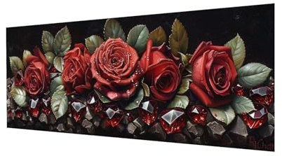 Diamand Painting Rose,5D DIY Diamond Painting Erwachsene Groß XXL 150x50cm,Diamant Painting Bilder Blätter Diamond-Painting,mit Diamond Painting Zubehör,für Weihnachts Zuhause Deko,Geschenk Ws-420