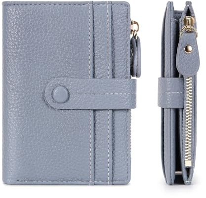 sonluk Damen Geldbörsen Mit RFID Blockierung, Portemonnaie Damen Kleines PU Leder Zipper Geldbörse Für Frauen Kreditkartenhalte Mit MüNzfach(Graublau)