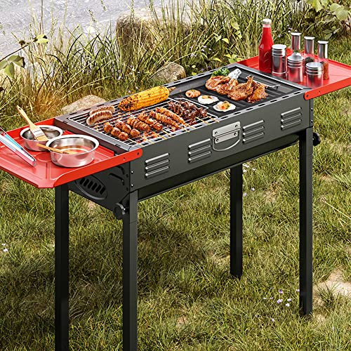 Barbecue Portable, Barbecue au Charbon de Bois Portable épais Grand, Barbecue à Domicile, Barbecue extérieur au Charbon de Bois pour 15 Personnes, Voyage de Camping