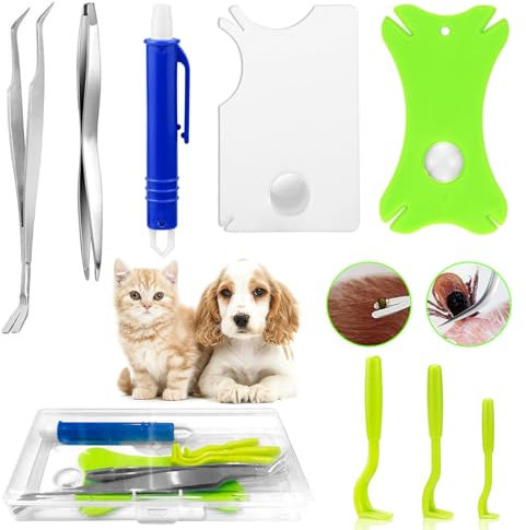TAIHOBO Tick Remover Tools for Dogs Set, 8PCS Painlessly Tick Remover for Humans, Tick Remover for Cats with Storage Box, Safe and Durable Tick Removal Tool, for Humans Pets Professional & Home Use