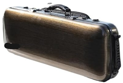 ZFIHAV Geigenkoffer Geigenkoffer aus Kohlefaser, 4/4-Größe, Mehrfarbig, erhältlich mit Notentasche, Codeschloss, wasserdicht, leicht Für Violine(Dark Gold)