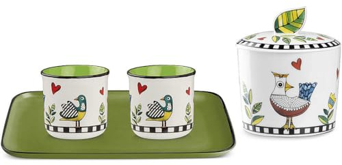 Egan Set di 2 tazze da caffè e Cocoricó Green Cucareiro