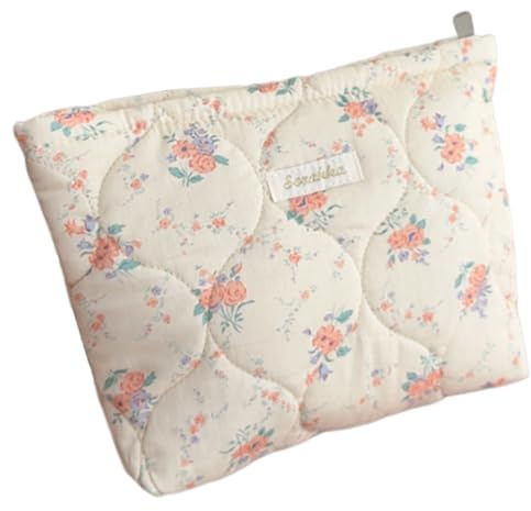 Trousse de maquillage, trousse de toilette, trousse de maquillage, trousse de maquillage pour la maison, le voyage, sac à main de grande capacité, Fleurs orangées.