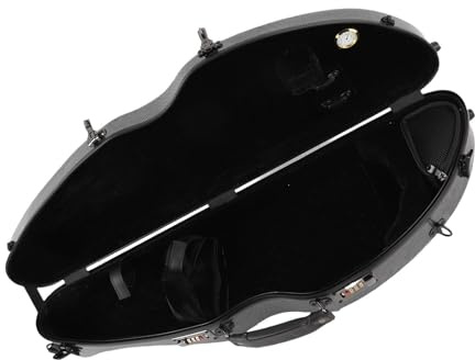 Boîte de Rangement de Violon, Fibre de Carbone Léger 4/4 Étui en Violon Pleine Grandeur avec des Sangles Doubles, Boîte Verrouillable et Portable pour Les Musiciens