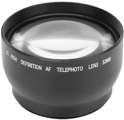 Sxhlseller 52mm 2X Magnification HD Teleconverter Telephoto Lens for 52mm Mount Camera, Professional Telephoto Conversion Lens, Lightweight Aluminum Alloy T2 Lens Thread Install