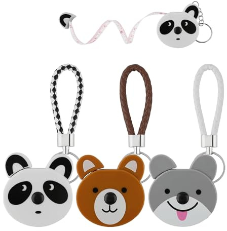 ASOMI Cinta métrica de 3 piezas para el cuerpo, cinta métrica de tela retráctil para niños, cinta métrica pequeña de 1,5 m con motivos de animales (panda, cachorro, cachorro)