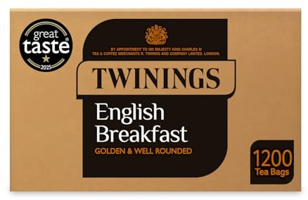 Twinings English Breakfast Black Tea, 1200 Tea Bags Bulk Pack | Black Tea, Full Bodied Blend, Well Rounded, No Added Flavourings, Biodegradable Tea Bags, Heat Sealed Tea Bags