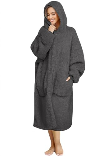 ililmmoe Plüsch Hoodie Decke für Frauen und Männer,Super warme und gemütliche große tragbare Decke Hoodies Homewear,Dicke lose Plüsch Mäntel