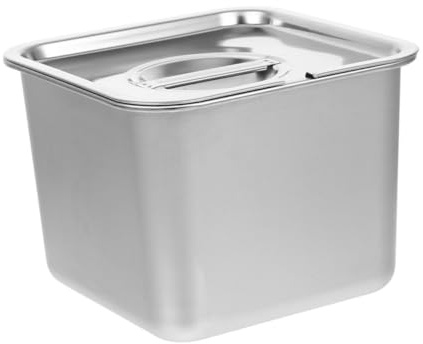 Cabilock Boîte de Rangement en Acier Inoxydable pour Crème Glacée avec Couvercle Hermétique, Facile à Nettoyer, Design Moderne Argenté, pour Congélateur Cuisine