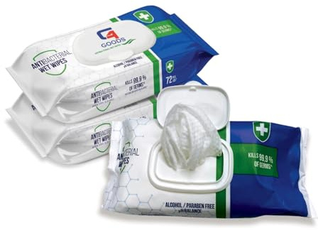 G4GOODS Antibacterial Premium Adult Body Cleansing Wipes 3 Packs (216 Wipes) Rinse-Free Bathing Wipes, Cleans, Cares, Protects, Wet Wipes for Seniors, Incontinence, Travel & Bed Bath Care