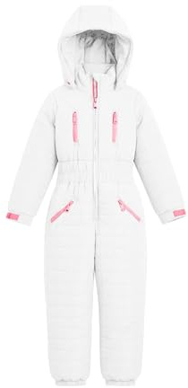 YCBMINGCAN Combinaison de neige pour filles doublée, combinaison d'hiver pour enfants en une pièce à manches longues, veste de ski avec capuche et poches zippées, combinaison d'hiver pour l'extérieur