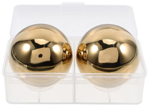 HEALSOPTHY 2 Pezzi Palline Ghiaccio Inox Riutilizzabili per Whisky Dorate Pietre Ghiaccio Cocktail Senza Diluzione per Bevande Raffreddamento Elegante per Regali e Feste