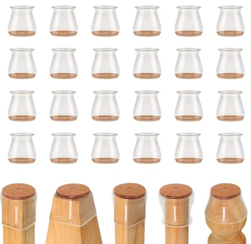 24Pcs Chair Leg Floor Protectors,Silicone Furniture Leg Caps with Felt Pads