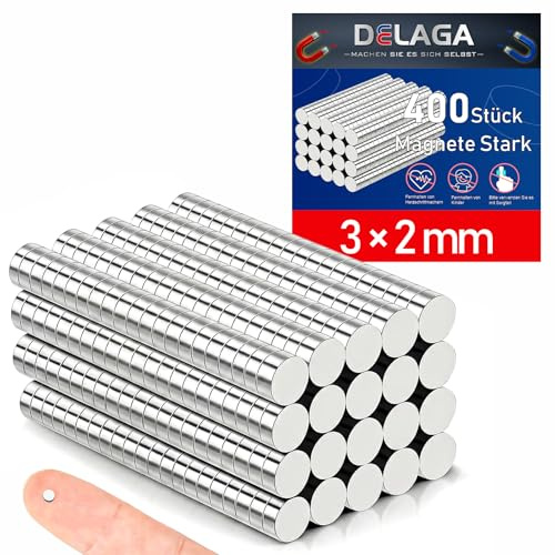 400 Stück Magnete Stark, Kleine Magnete 3x2mm Magnet | Mini Magnete Rund für Magnettafel, Kühlschrank, Whiteboard, Pinnwand, Büro, 3D Druck