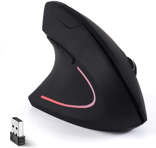SVJEFY Mouse ergonomico per mancini, mouse verticale wireless per mano sinistra, mouse USB 2,4 G, tunnel carpale, mouse mancino, 3 DPI regolabili, 6 pulsanti, per laptop, PC, computer, Mac, Windows