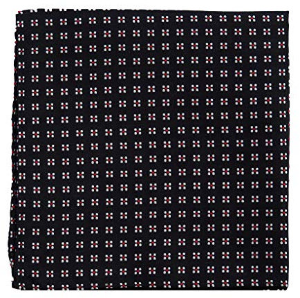 Chiccheria Brand Milano Einstecktuch 100% Seide Handrolliert Luxus Qualität MADE IN ITALY (schwarz mit weiß-roten Blüten)