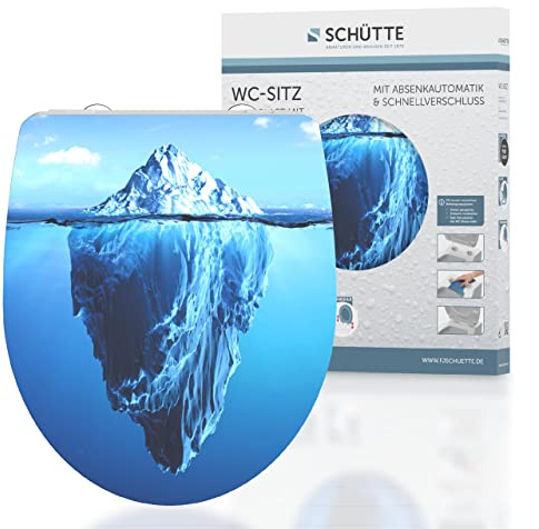 SCHÜTTE WC-Sitz ICEBERG mit Absenkautomatik und Schnellverschluss aus Duroplast, Toilettendeckel mit 175kg Belastbarkeit, Toilettensitz mit Brille, Klodeckel für WC, Klobrille mit Motiv