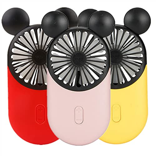 FAYDOVE Cute Personal Mini Fan, Handheld Portable USB Charging Fan with Beautiful LED Lights, 3 Adjustable Speeds, Portable Stand for Indoor and Outdoor Activities