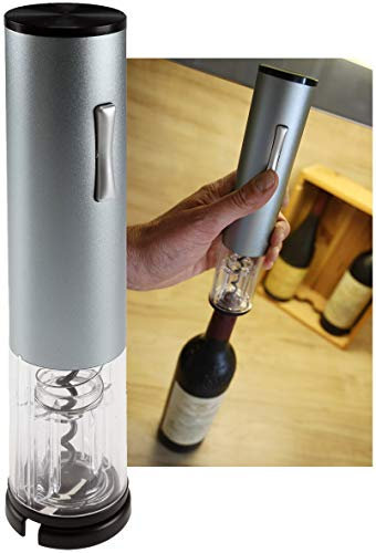 ChiliTec Sacacorchos eléctrico, abridor de vino, funciona con pilas, 4 x Mignon, diámetro de 45 x 223 mm, idea de regalo, carcasa de acero inoxidable
