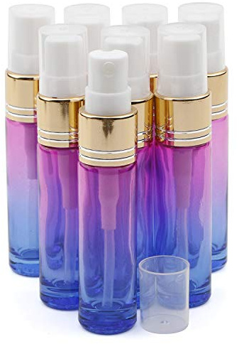 Ellbest 8Pcs 10ml Empty Spray Bottle Fine Mist Glass Rose-blue Gradient Colored Atomisers Mini Perfume Spray Bottles for Travel Refillable Travel Size Cosmetic Containers