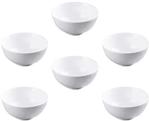 Hemoton 6 pcs Bols en Porcelaine Blanche Bols de céréales Bols à Soupe Bols de Riz Contenant de céréales pour Restaurant à la Maison (4 Pouces)