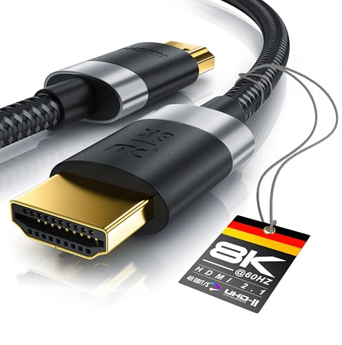 2m - 8K HDMI Kabel 2.1 - 8K @ 60Hz / 120Hz - 4K @ 240Hz - HDTV 7680 x 4320 - UHD II - HDMI 2.1 2.0a 2.0b - 3D - Highspeed HDMI-Kabel Ethernet - HDR - ARC - Präzisionsstecker - kompatibel zu PS4 Xbox