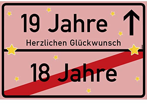 vanva 19 Jahre Party Deko Schild für den 19 Geburtstag Mädchen und Jungen Herzlichen Glückwunsch Spruch im Ortsschild Design Rosa